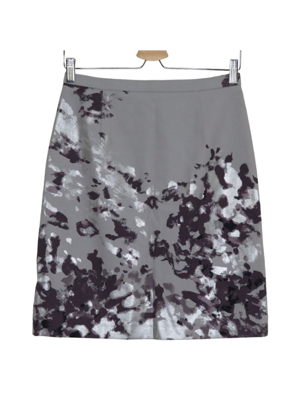 Michael Kors Collection Italy Womens 4 Metallic Silver Cement Gray Pencil Skirt